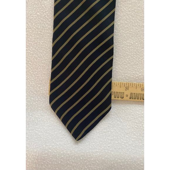 Giorgio Armani Men’s Necktie 100% Silk Blue & Gold Striped Made In Italy EUC - Picture 2 of 4